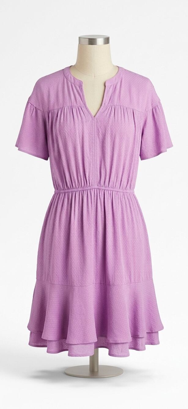 Simply Vera Vera Wang Pink Flutter Sleeve Tiered Dress Large Casual Summer Boho